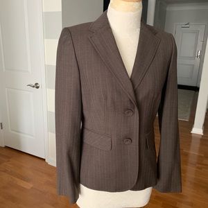 Ann Taylor Suit Jacket Coat, Brown Striped, Sz 4P